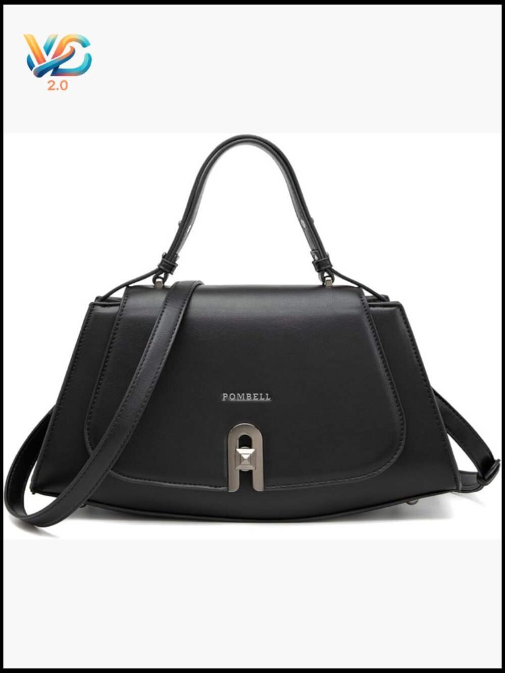 Crossbody Bag Vegan Leather Two-Tone Trapezoid Shoulder Handbag Twist Lock